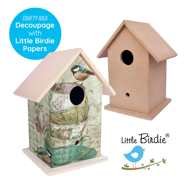 Little Birdie MDF Base Bird House 5.5" x 7" - Pack of 3 | DIY Unfinished Wood Craft | Paintable Birdhouse for Kids & Adults | Ideal for Home Décor, School Projects & Arts and Crafts