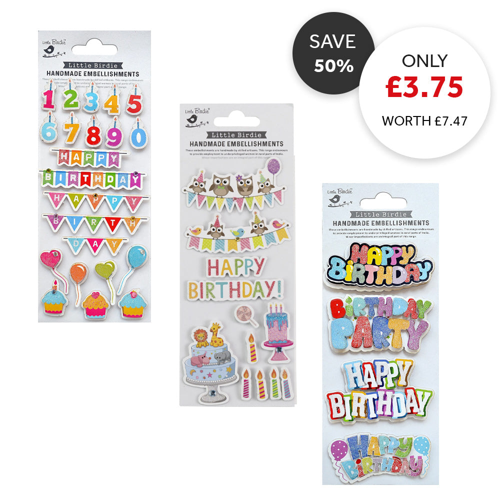 Little Birdie Embellishments - Birthday Bash Collection