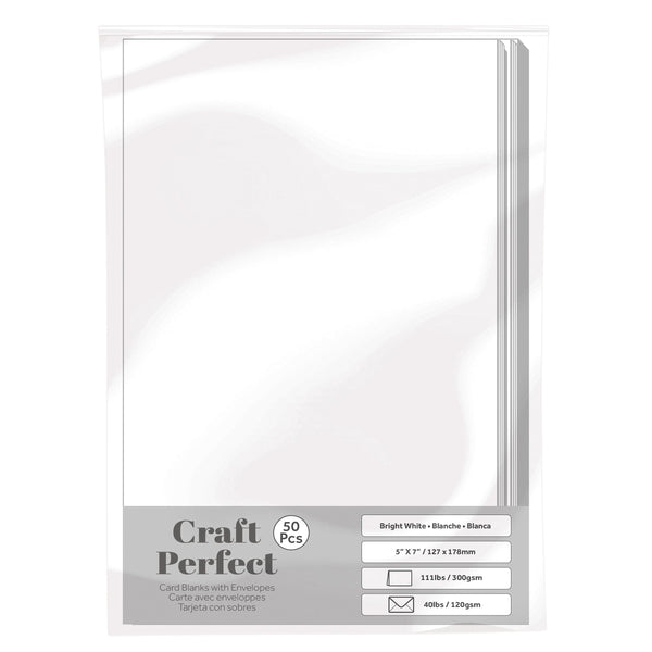 Craft Perfect Card Blanks & Envelopes Craft Perfect - 50 Pack Bright White Card Blanks & Envelopes 5" x 7" - 9281E