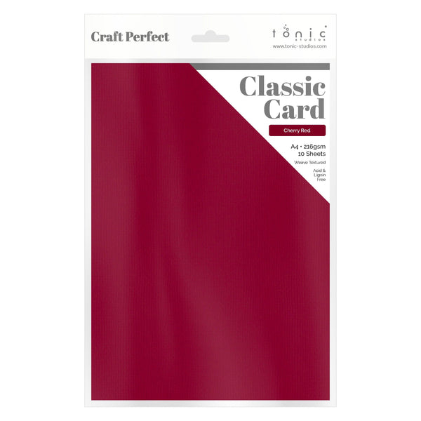 Craft Perfect Classic Card Craft Perfect - Classic Card - Cherry Red - Weave Textured - A4(10/PK) - 9076e