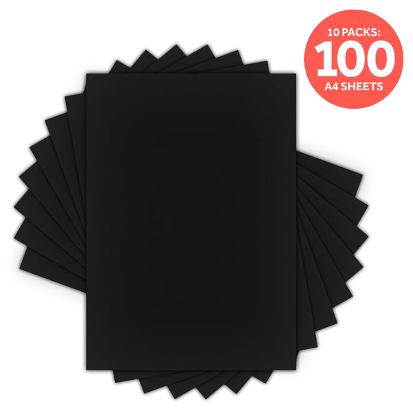 Craft Perfect Classic Card Multipack of 10 Classic Card  - Jet Black - Weave Textured - A4- 9011e10