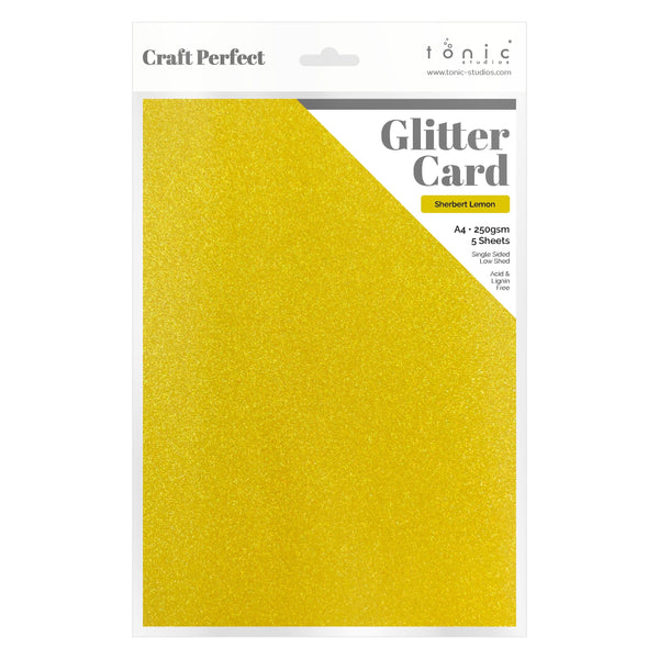 Craft Perfect Glitter Card Craft Perfect - Glitter Card - Sherbet Lemon - A4 (5/PK) - 9956E