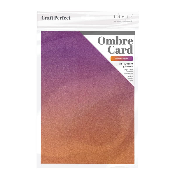 Craft Perfect Glitter Card Craft Perfect - Ombre Glitter Card - Arabian Nights - A4 (5/PK) - 8895e