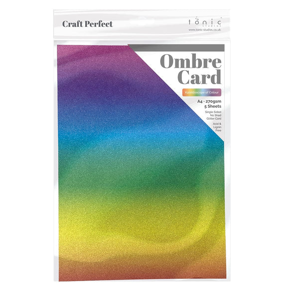 Craft Perfect Glitter Card Craft Perfect - Ombre Glitter Card - Kaleidoscope of Colours - A4 (5/PK) - 8893E