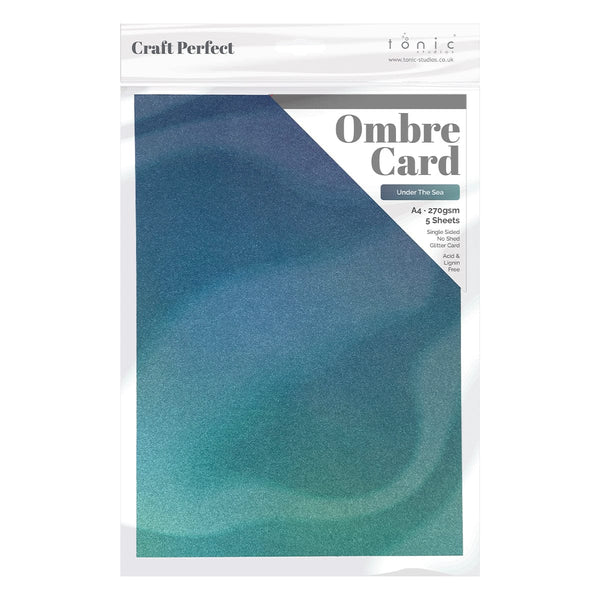 Craft Perfect Glitter Card Craft Perfect - Ombre Glitter Card - Under The Sea - A4 (5/PK) - 8891e