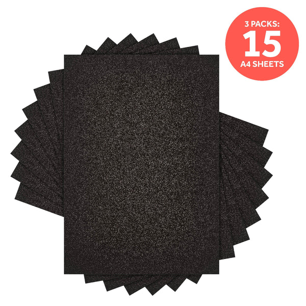 Craft Perfect Glitter Card Multipack of 3 Glitter Card - Black Sapphire A4 -9943E3