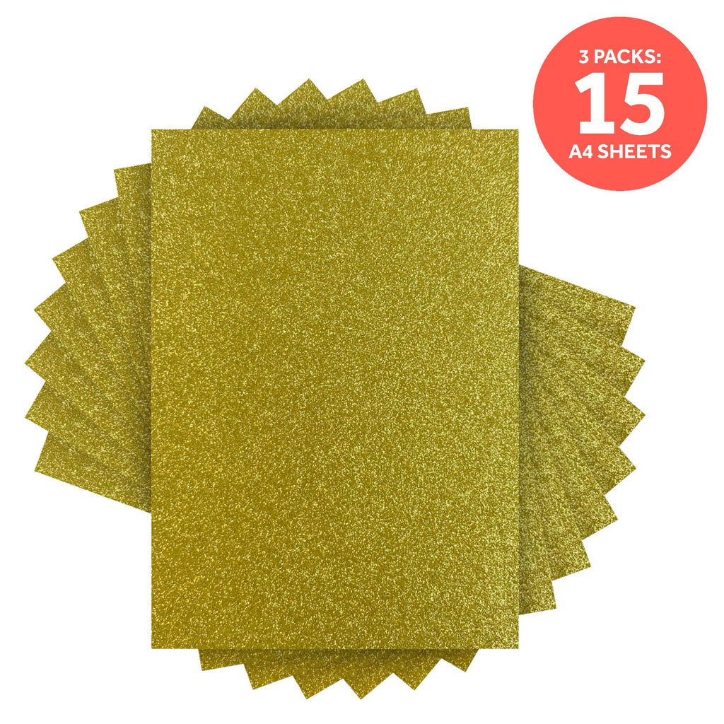 Craft Perfect Glitter Card Multipack of 3 Glitter Card - Gold Dust - A4- 9940E3