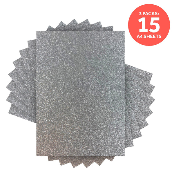 Craft Perfect Glitter Card Multipack of 3 Glitter Card - Silver Screen - A4 - 9941E3