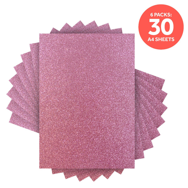 Craft Perfect Glitter Card Multipack of 6 Glitter Card -Berry Fizz - A4 - 9952E6