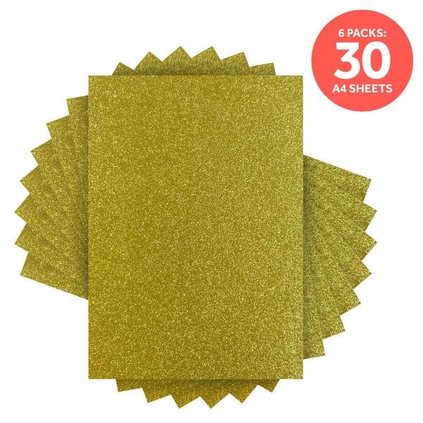 Craft Perfect Glitter Card Multipack of 6 Glitter Card - Gold Dust - A4 - 9940e6