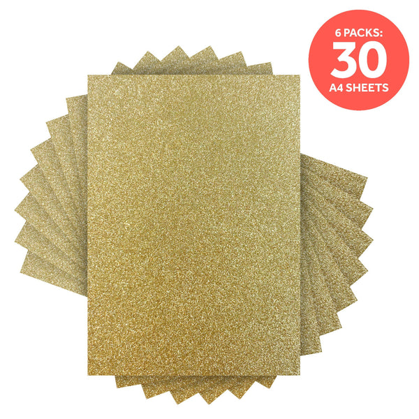 Craft Perfect Glitter Card Multipack of 6 Glitter Card - Welsh Gold - A4 - 9942E6