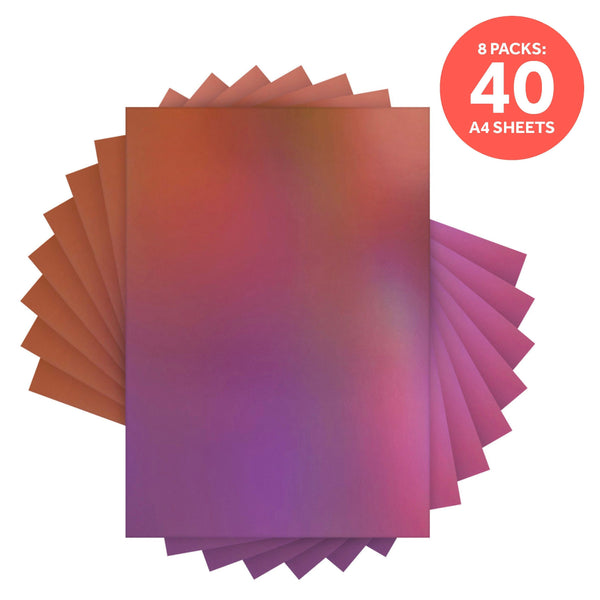 Craft Perfect Iridescent Mirror Card Multipack of 8 Iridescent Mirror Card -Indian Summer - A4 - 9782E8