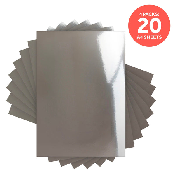 Craft Perfect Mirror Card Multipack of 4 Mirror Card - Chrome Silver A4 - 9437E4