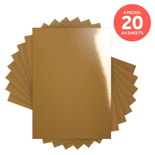 Craft Perfect Mirror Card Multipack of 4 Mirror Card - High Gloss - Harvest Gold - A4 - 9442E4