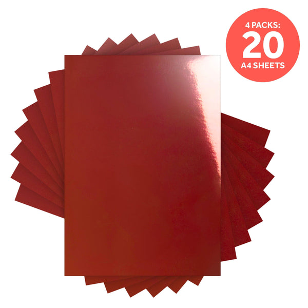 Craft Perfect Mirror Card Multipack of 4 Mirror Card -Opera Red A4 - 9447E4