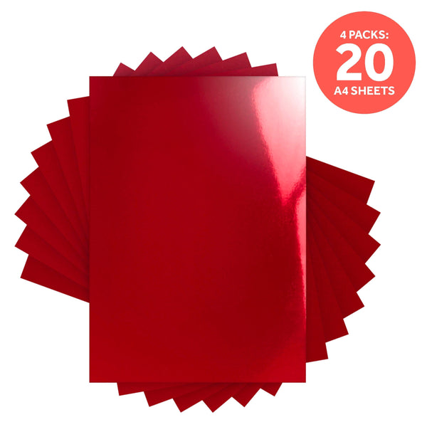 Craft Perfect Mirror Card Multipack of 4 Mirror Card - Ruby Red A4 - 9438E4