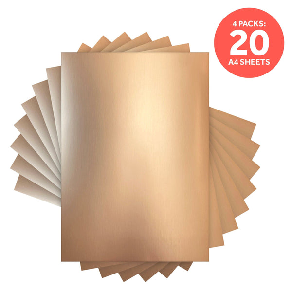 Craft Perfect Mirror Card Multipack of 4 Mirror Card - Satin Effect -Burnished Rose - A4 - 9473E4