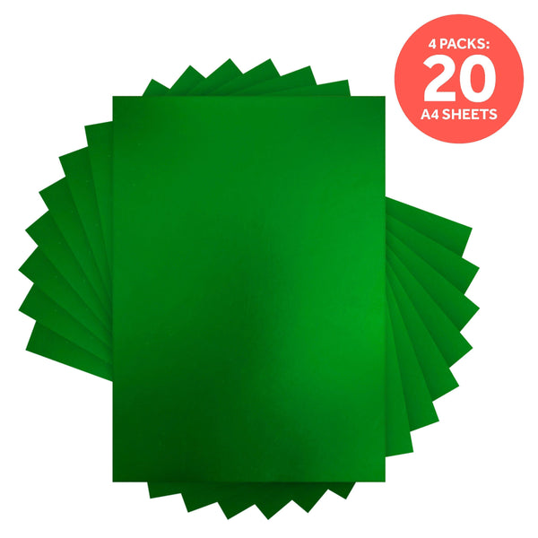 Craft Perfect Mirror Card Multipack of 4 Mirror Card - Satin Effect - Flourishing Green - A4 - 9478E4