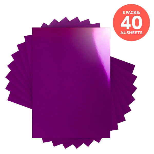 Craft Perfect Mirror Card Multipack of 8 Mirror Card - Electric Purple A4 - 9440E8