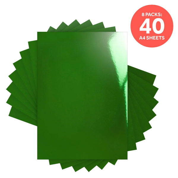 Craft Perfect Mirror Card Multipack of 8 Mirror Card - Emerald Green A4 - 9439E8