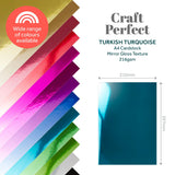 Load image into Gallery viewer, Craft Perfect Mirror Card Pack of 4 Mirror Card - High Gloss - Turkish Turquoise - A4- 8701E4