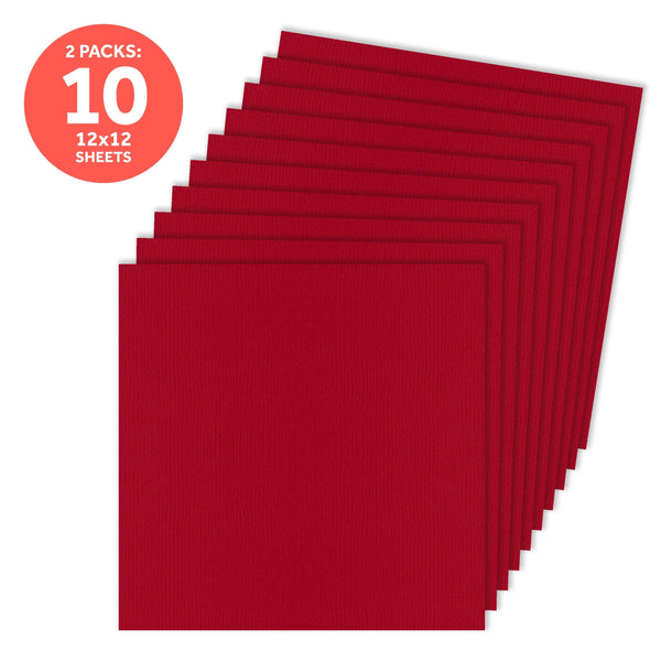 Craft Perfect New Classic Card Pack of 2 - Classic Card - Chilli Red - Weave Textured - 12" x 12" 9196e2