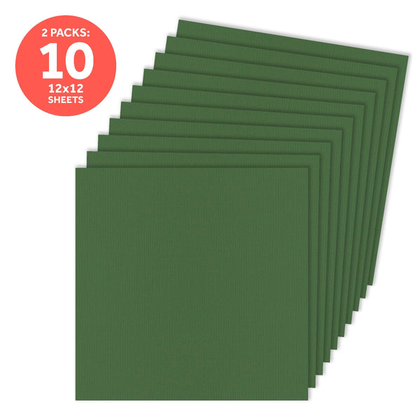 Craft Perfect New Classic Card Pack of 2  -Classic Card - Fern Green - Weave Textured - 12" x 12"- 9158e2