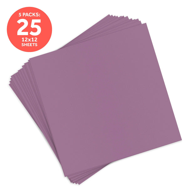 Craft Perfect New Classic Card Pack of 5 - Classic Card -Mauve Purple- Weave Textured - 12" x 12" 9173e5