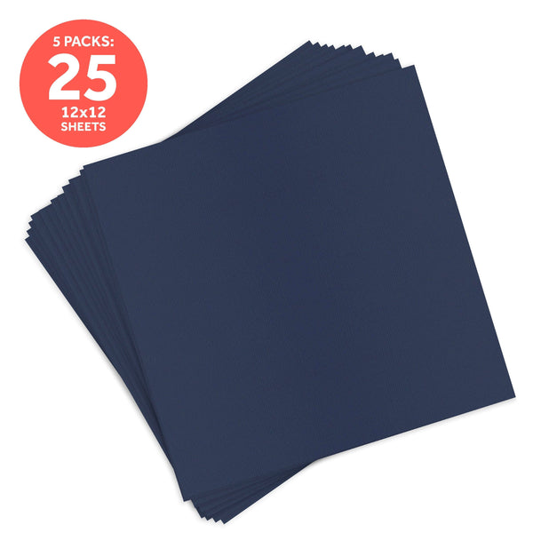 Craft Perfect New Classic Card Pack of 5 - Classic Card - Navy Blue - Weave Textured - 12" x 12" - 9170e5