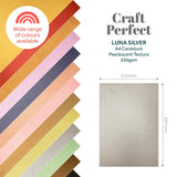 Load image into Gallery viewer, Craft Perfect Pearlescent Card Craft Perfect - Luna Silver Pearlescent Card Multipack of 4 Pearlescent Card - Luna Silver A4 - 9499E4