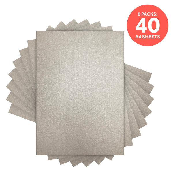 Craft Perfect Pearlescent Card Craft Perfect - Luna Silver Pearlescent Card Multipack of 8 Pearlescent Card - Luna Silver A4- 9499E8