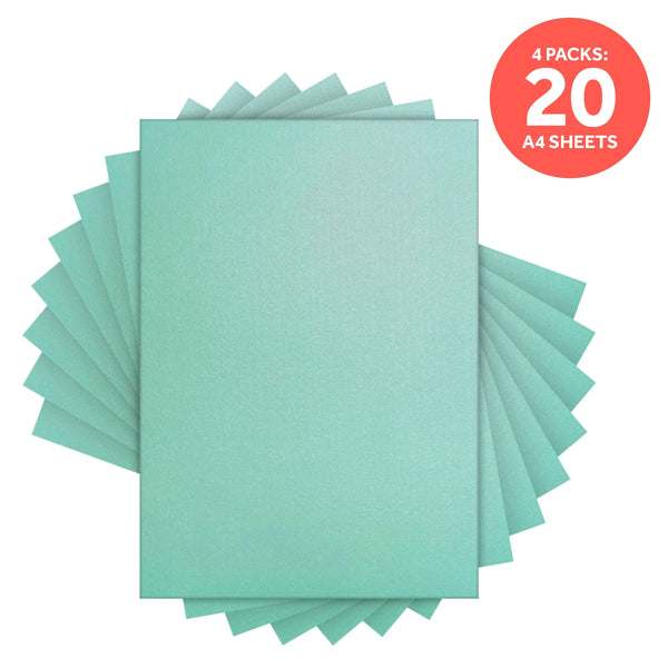 Craft Perfect Pearlescent Card Multipack of 4 Pearlescent Card - Carribbean Sea A4 - 9517E4