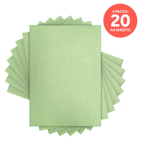 Craft Perfect Pearlescent Card Multipack of 4 Pearlescent Card - Fresh Mint A4 - 9514E4