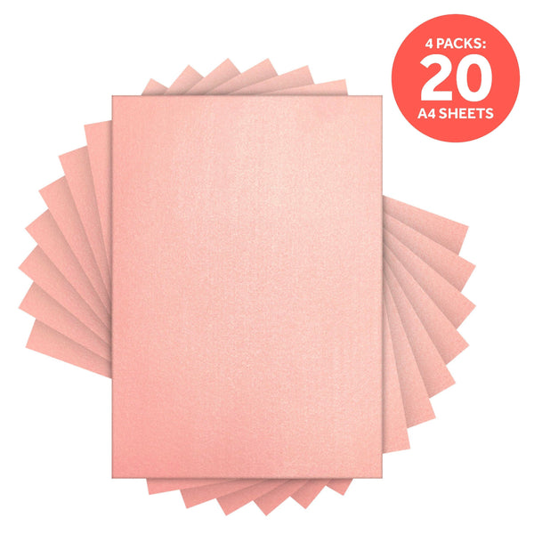 Craft Perfect Pearlescent Card Multipack of 4 Pearlescent Card -Princess Pink A4 - 9515E4