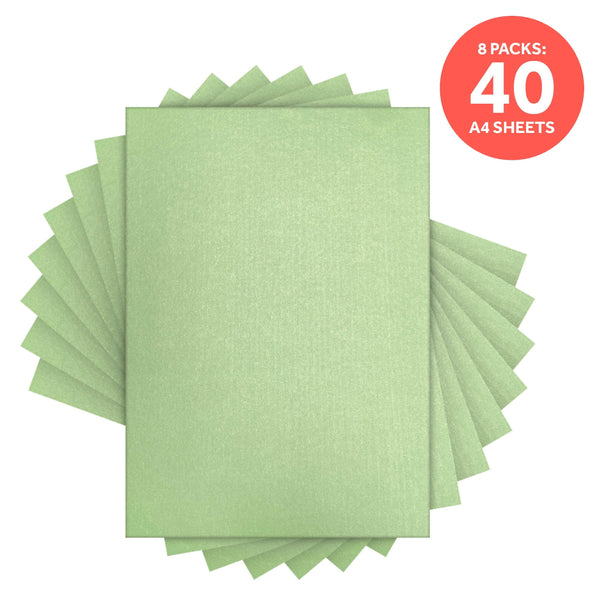 Craft Perfect Pearlescent Card Multipack of 8 Pearlescent Card - Fresh Mint A4 - 9514E8