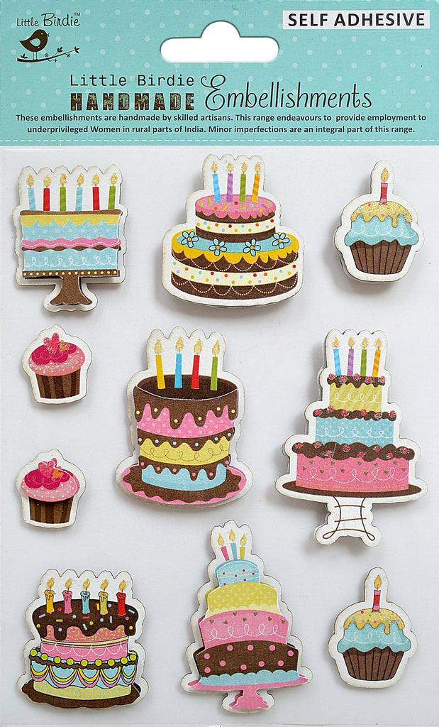 Little Birdie 3D Embellishment 10/Pkg Yummy Cakes