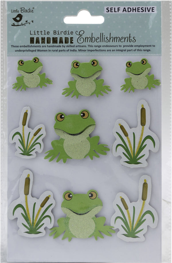 Little Birdie 3D Embellishment 9/Pkg Toad Pool