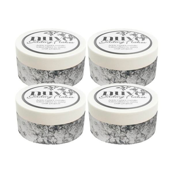 Nuvo Gilding Flakes Multipack of 4 -Gilding Flakes-  Silver Bullion (200ml) - 851n4