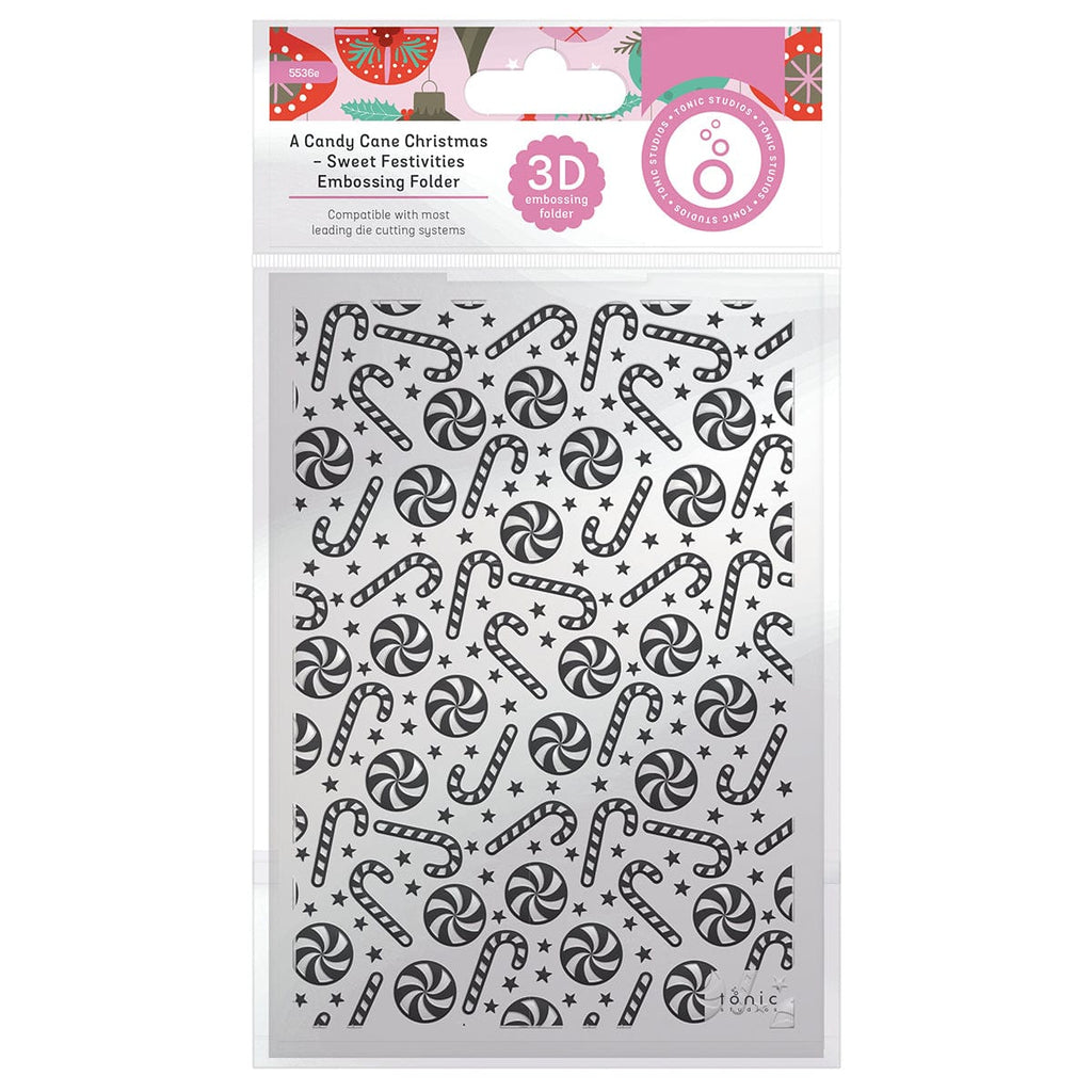 Tonic Studios Bundle A Candy Cane Christmas - 3D Embossing Folders & Stencil Collection - DB137