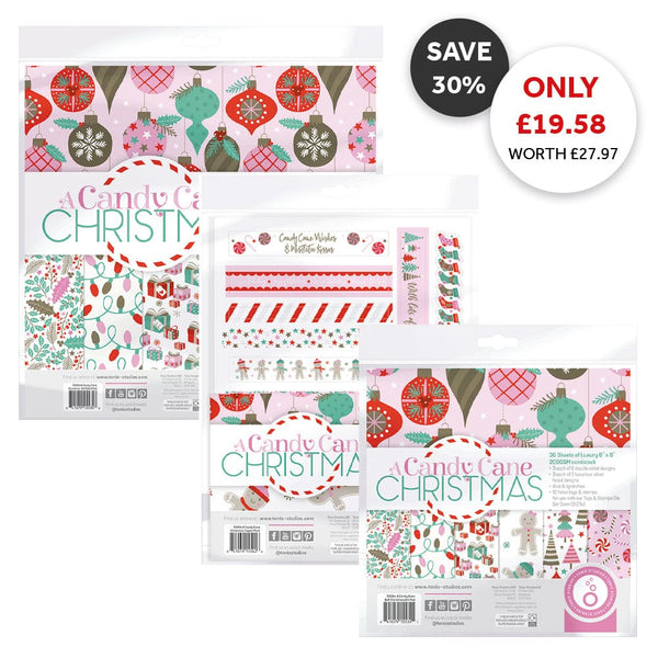 Tonic Studios Bundle A Candy Cane Christmas - Patterned Paper & Foiled Toppers Collection - DB138