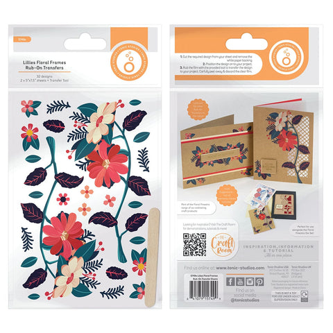 Tonic Studios bundle Lillies Floral Frames Rub-On Transfers - 5749e