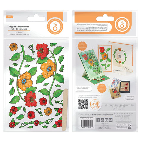 Tonic Studios bundle Poppies Floral Frames Rub-On Tranfers - 5747e