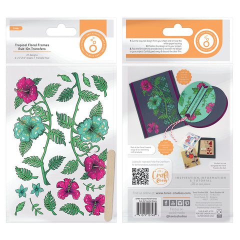 Tonic Studios bundle Tropical Floral Frames Rub-On Transfers - 5748e