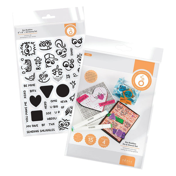 Tonic Studios Die Cutting Geo Buddies - Die, Stamp & Stencil Collection - DB145