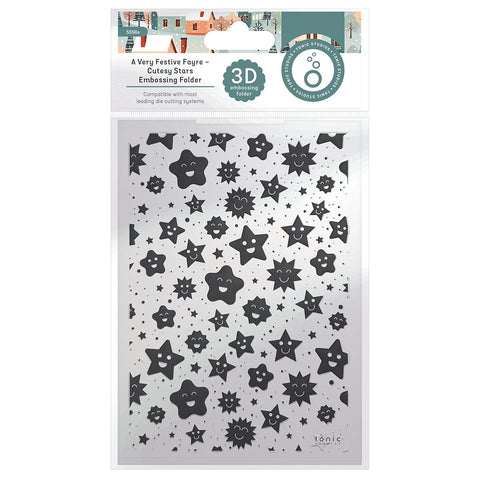 Tonic Studios Embossing Folder A Very Festive Fayre Cutesy Stars 3D Embossing Folder - 5556e