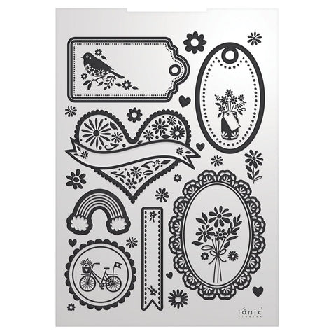 Tonic Studios Embossing Folder Spring Has Sprung - Fancy Frame 3D Embossing Folder - 5762e