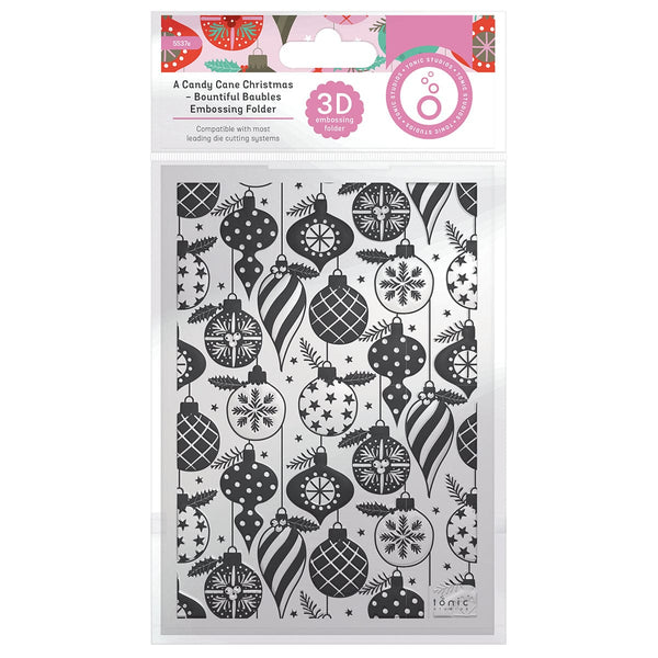 Tonic Studios Essentials A Candy Cane Christmas Bountiful Baubles 3D Embossing Folder - 5537e