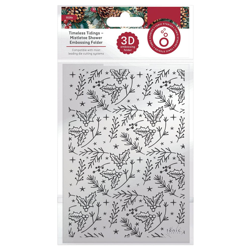 Tonic Studios Essentials Timeless Tidings Mistletoe Shower 3d Embossing Folder - 5526e